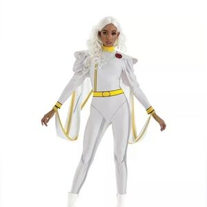 X-Men '97 Adult Storm Costume Marvel Catsuit Cape Glow in Dark Earrings 2024 LG